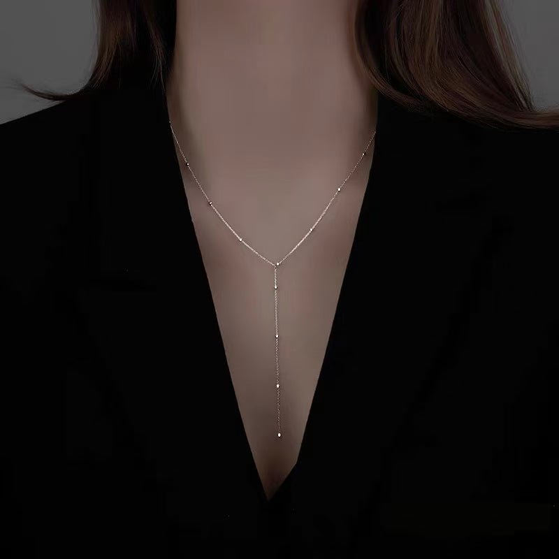 925 sterling silver 14K gold finish - round bead tassel necklace