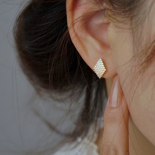 925 sterling silver 14K gold finish - diamond shape earrings