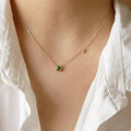 925 sterling silver 14K gold finish - green square necklace