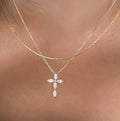 S925 sterling silver 14K gold finish - jewel cross necklace