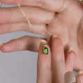 925 sterling silver 14K gold finish - rectangle emerald  necklace