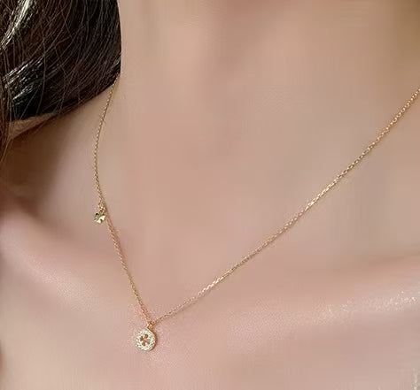 S925 sterling silver 14K gold finish - double clover necklace