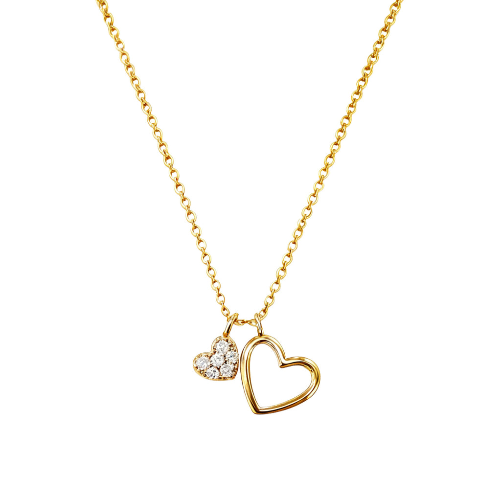 925 sterling silver 14K gold finish - double heart necklace