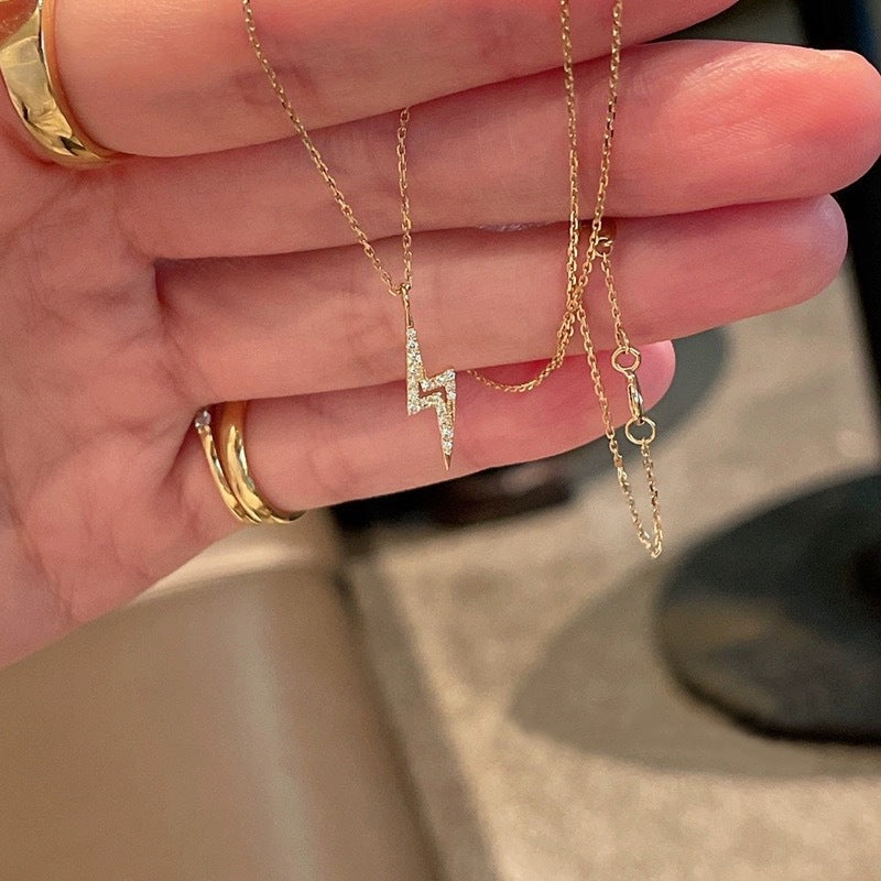 925 sterling silver 14K gold finish - lightning necklace