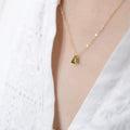 S925 sterling silver 14K gold finish - olive green triangle pendant necklace