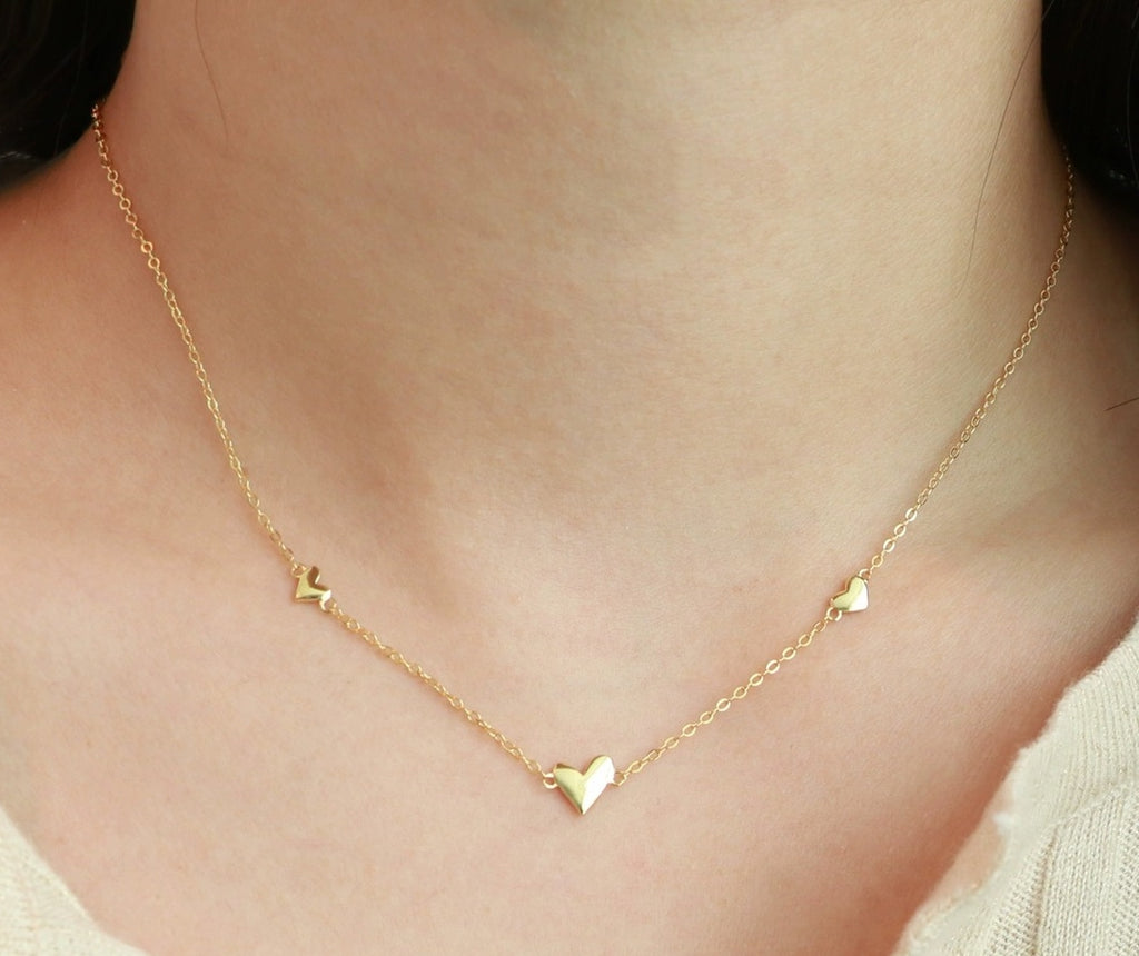 925 sterling silver 14K gold finish - heart necklace