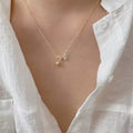 925 sterling silver 14K gold finish - rose necklace
