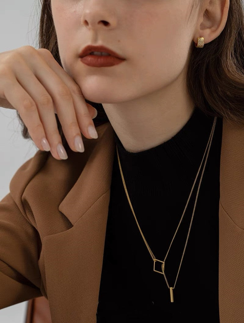 925 sterling silver 14K gold finished - adjustable laytered necklace