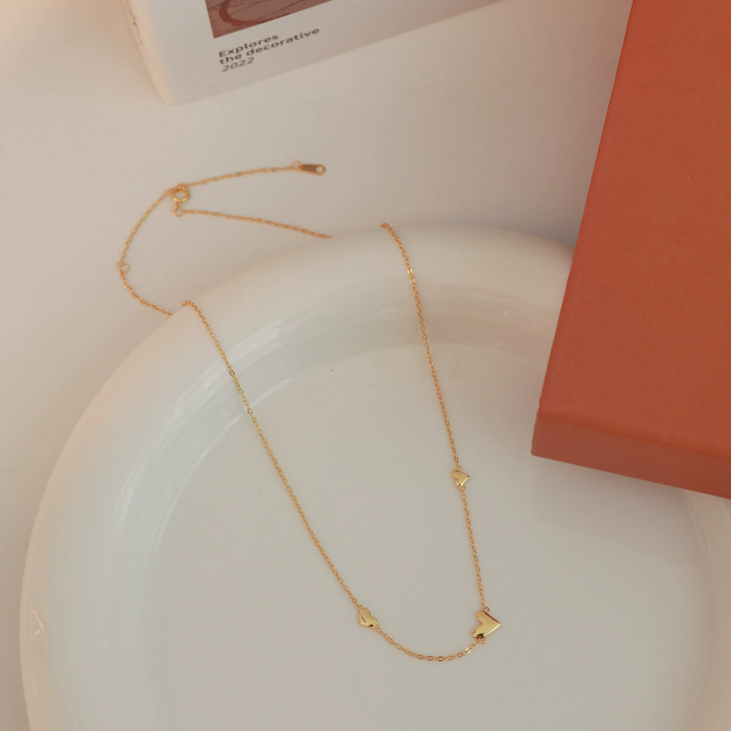 925 sterling silver 14K gold finish - heart necklace